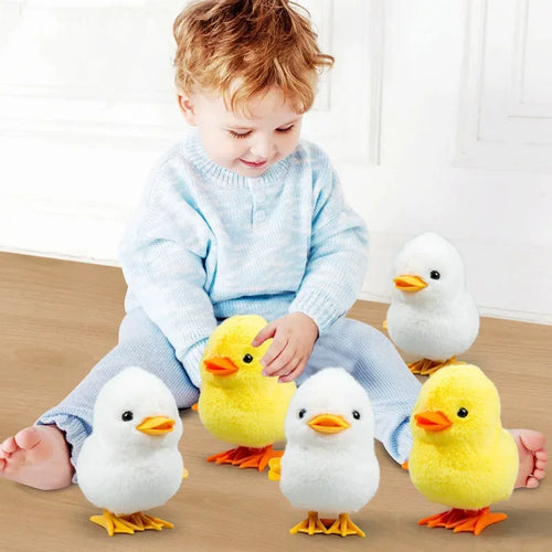 Yellow Jumping Chicken Clockwork Toy Walking Simulation