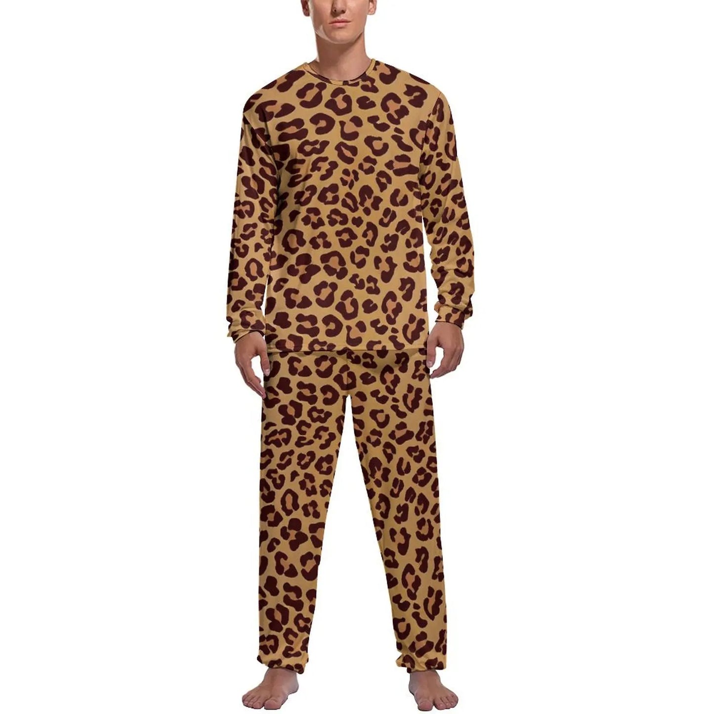 Orange Leopard Print Pajamas Spring Casual Sleepwear