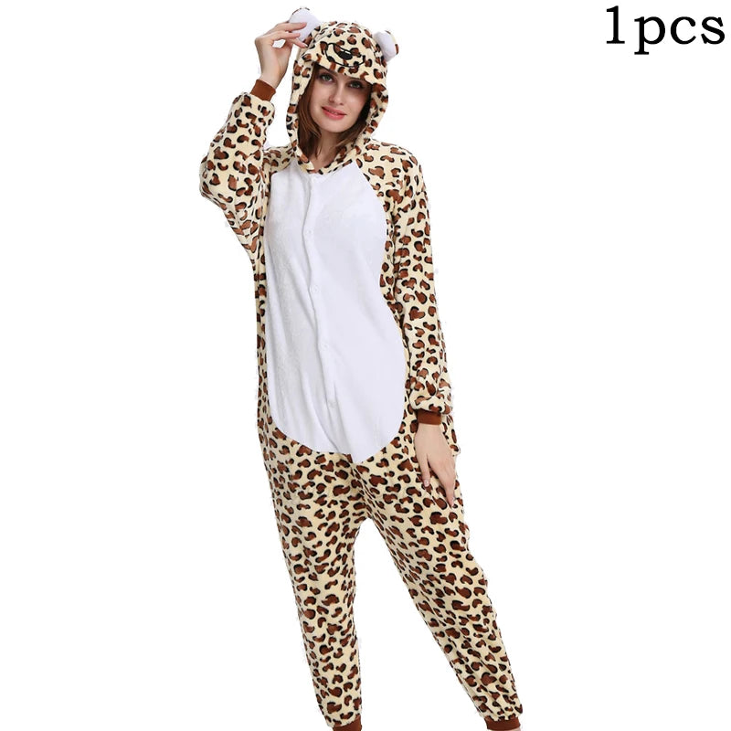 Unisex Leopard Kigurumi Unicorn Women's Pajamas