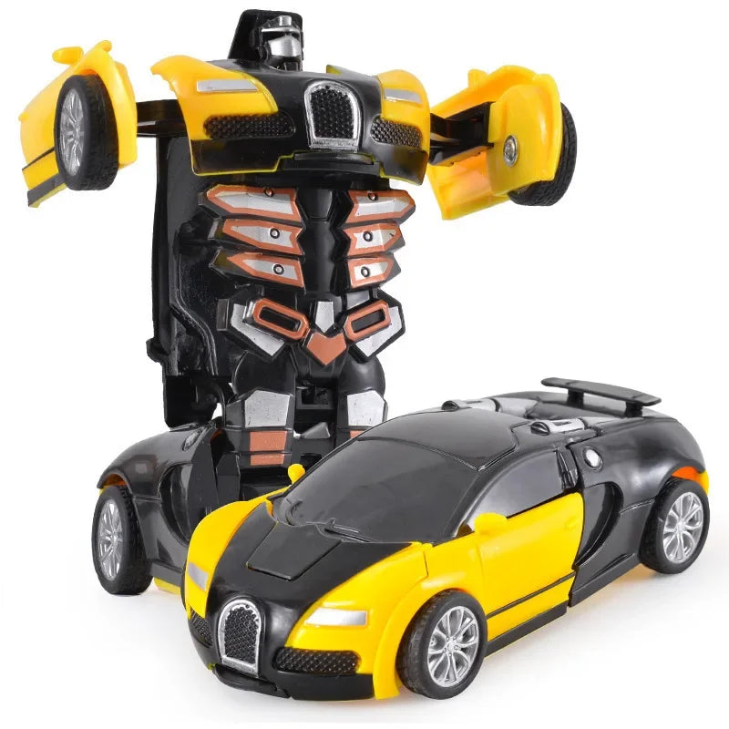 Shape-shifting toy car inertial impact one-button shape