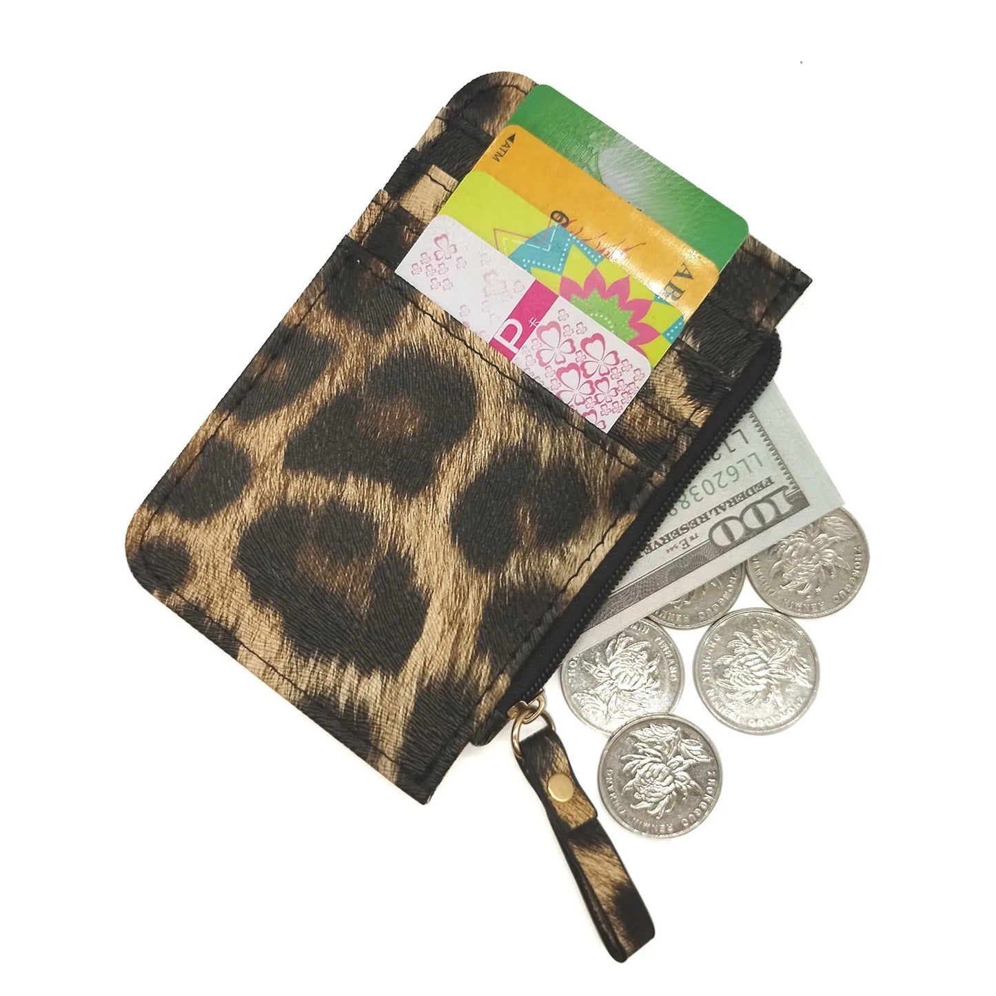 New Leopard Pattern Leather Slim Card Wallet For men