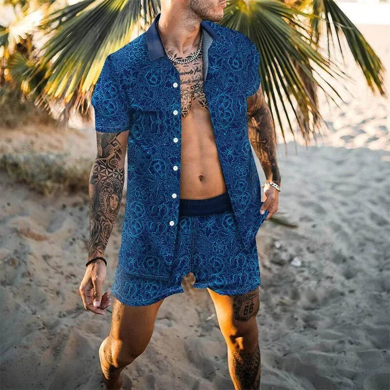 Summer Men's Fashion Leopard Print Short Sleeve