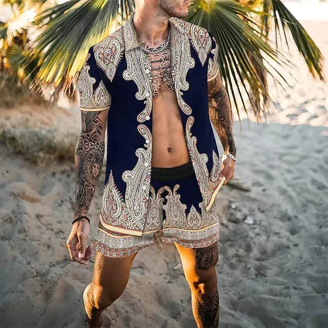 Summer Men's Fashion Leopard Print Short Sleeve