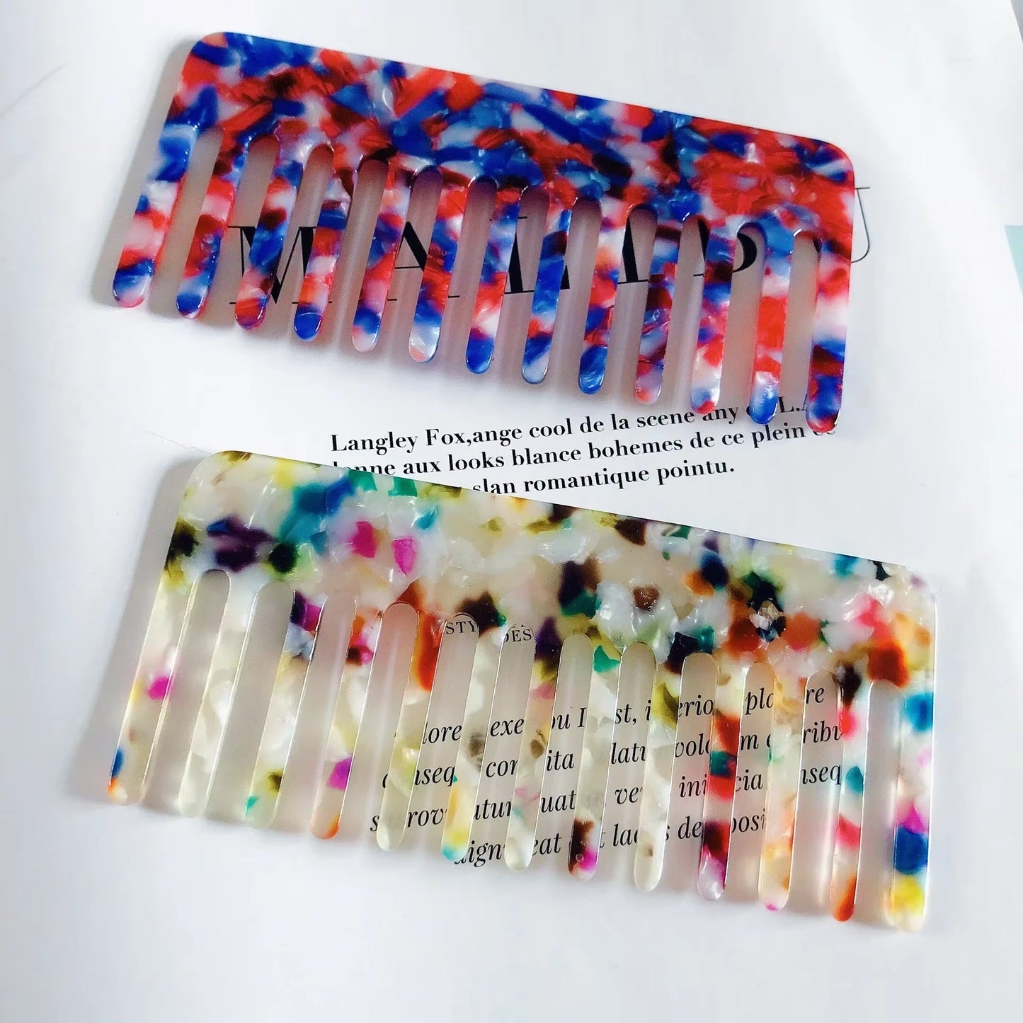 Korean Simple Acetate Hair Styling Comb Women Girls Antistatic Hair Comb Headdress Marbled Leopard Hair Comb Head Massage Brush