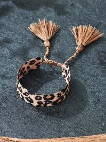 Bracelet à Chaîne à la Mode Motif Léopard à Franges pour Femme