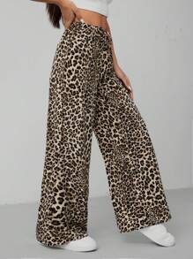 Pantalon Large pour Femme Imprimé Léopard - Tendance et Confort