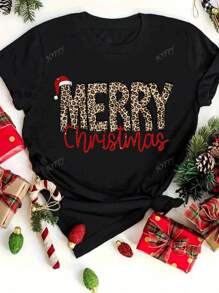 T-shirt Femme Joyeux Noël – Col Rond, Manches Courtes