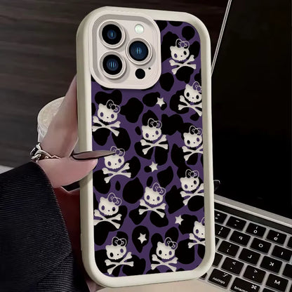 Hello Kitty Leopard Print Phone Case for Iphone 16 15 14 13 12 11 Pro Max XS X XR 8 7 6S plus SE 2020 Liquid Silicone Soft Cover