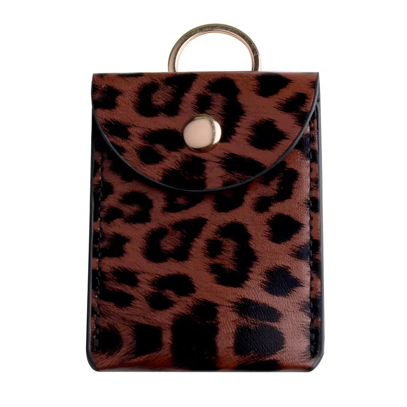 Fashion Leopard Print PU Function Card Case Business Card Holder Men Women Credit Card Bag ID Card Key Wallet with Keychain