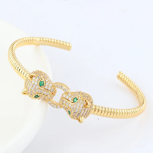Charms Double Leopard Head Bracelets For Women