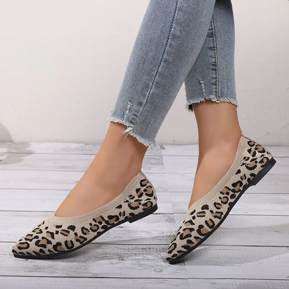 Elegant Houndstooth Knitted Ballet Flats Woman