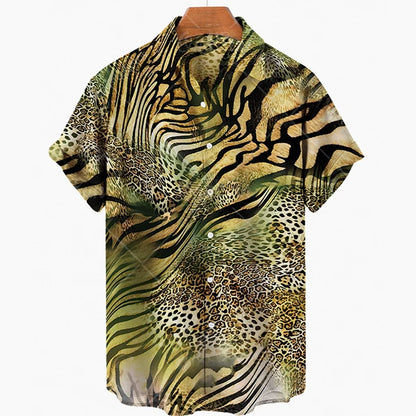 Short Sleeve Leopard Men's Shirts For Man Clothing