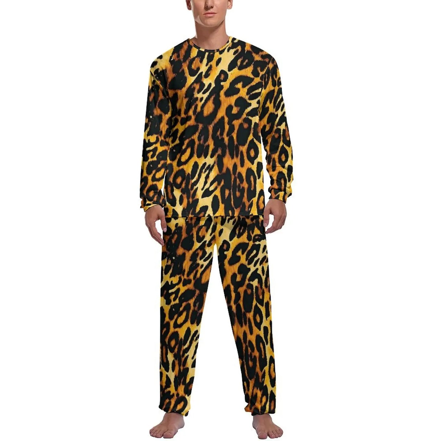 Orange Leopard Print Pajamas Spring  Casual Sleepwear