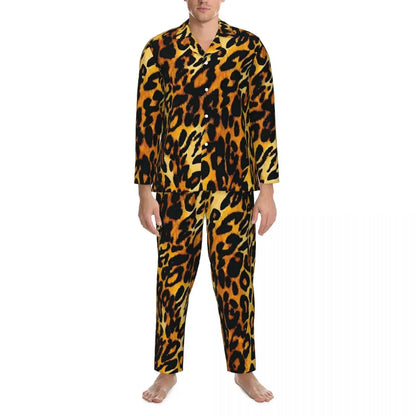 Pajamas Man Brown Leopard Print Sleep Sleepwear