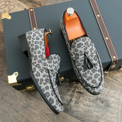 Diamond Leopard Big Size Loafers Fashion Party Men's