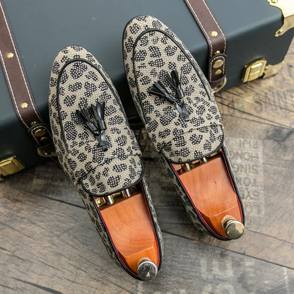 Diamond Leopard Big Size Loafers Fashion Party Men's