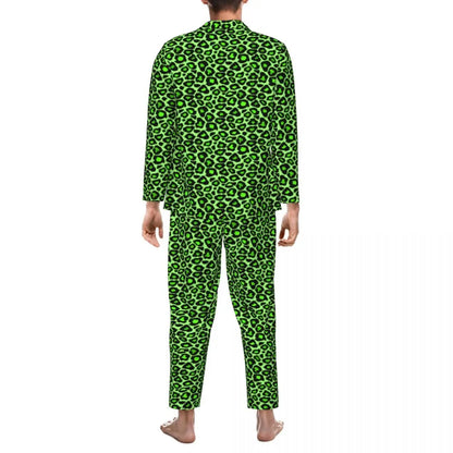 Trendy Leopard Print Sleepwear Spring Neon Green