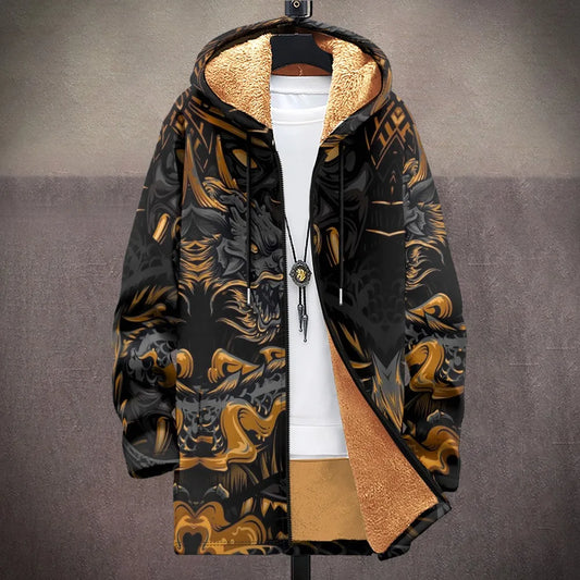 Men Cardigans Coats Tiger Loong Printed Plush Thick