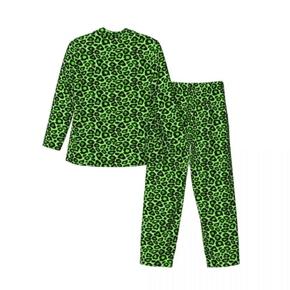 Trendy Leopard Print Sleepwear Spring Neon Green