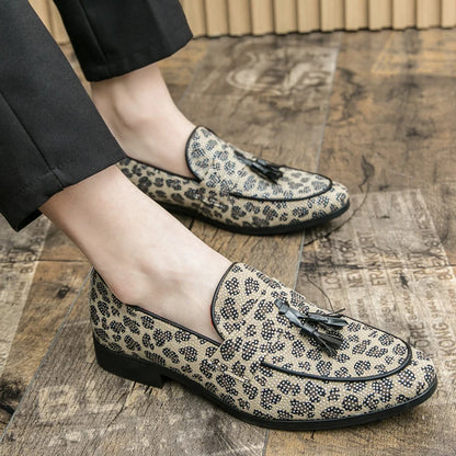 Diamond Leopard Big Size Loafers Fashion Party Men's