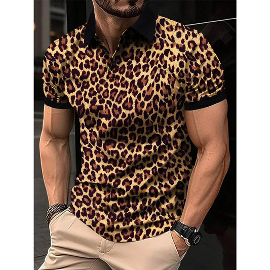 1pc New Men's Fashion T-shirt Leopard Print Short