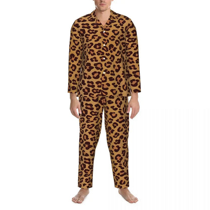 Leopard Print Sleepwear Autumn Yellow Pink and Black Casual