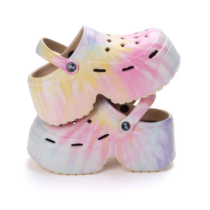Leopard Platform Clogs for Women Closed Toe Chunky