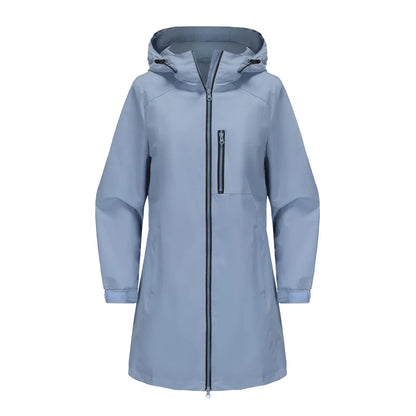Spring New Green Women's Hooded Long Jacket, Fashion Casual Coats, European Size S-3XL, Trench Women, Pink Black Blue Available