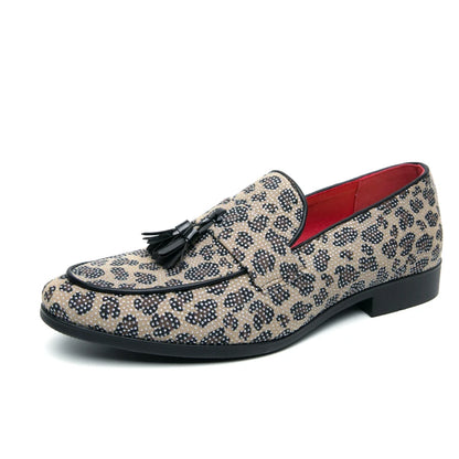 Diamond Leopard Big Size Loafers Fashion Party Men's
