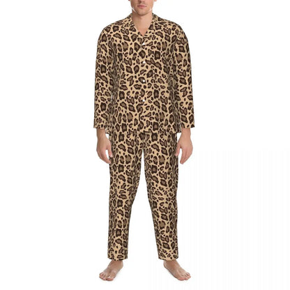 Leopard Print Sleepwear Autumn Yellow Pink and Black Casual