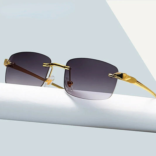 Fashion Vintage Rimless Square Sunglasses  Men