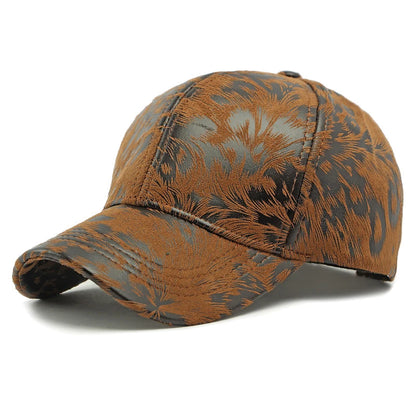 Beige Leopard Print Vintage Washed Cotton Baseball Cap