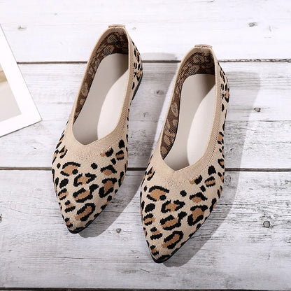 Elegant Houndstooth Knitted Ballet Flats Woman