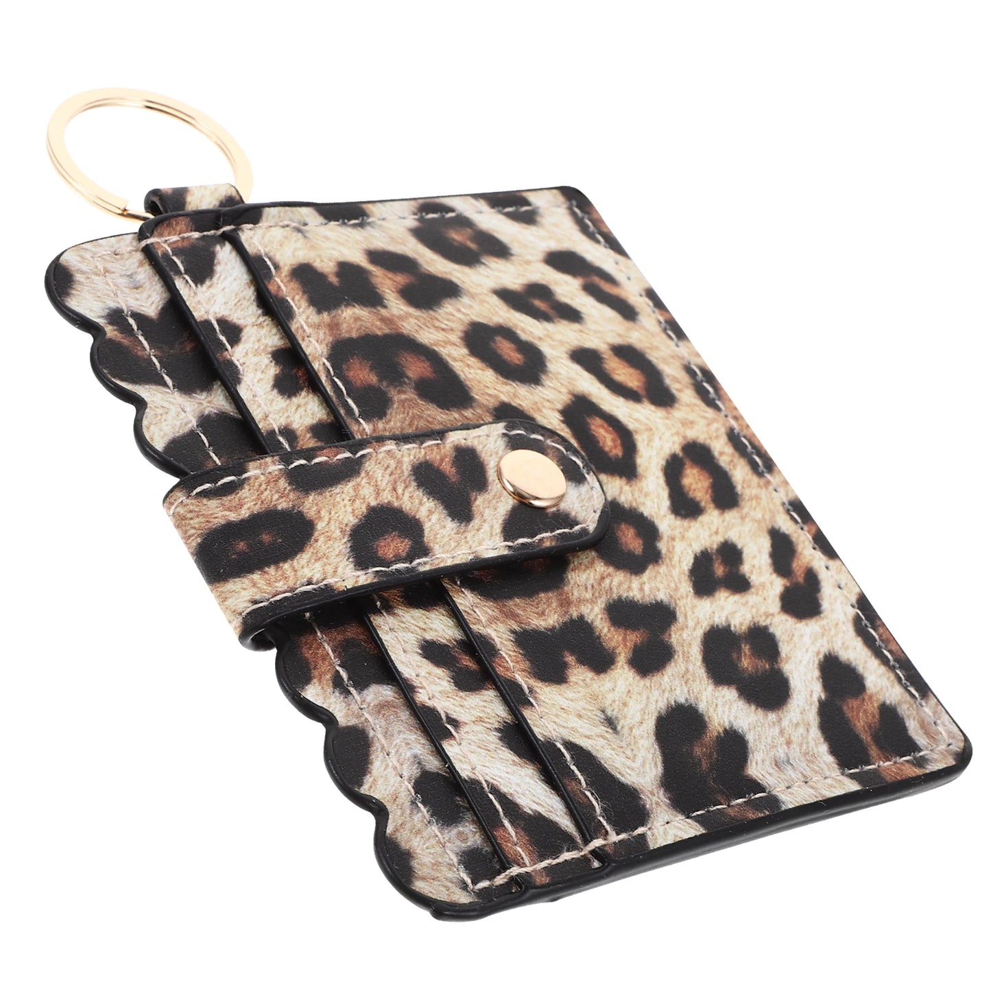 Leopard Print Wallet Pu Credit Card Holder Case Formen
