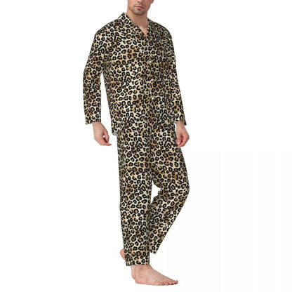 Pajamas Man Brown Leopard Print Sleep Sleepwear