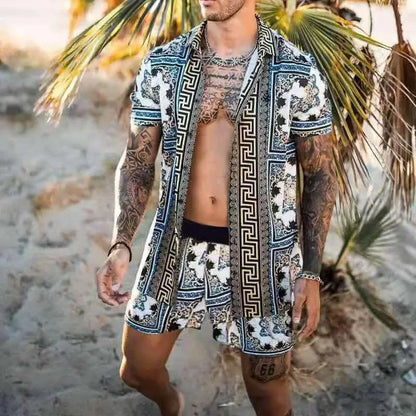Summer Men's Fashion Leopard Print Short Sleeve