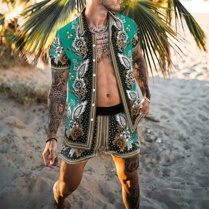 Summer Men's Fashion Leopard Print Short Sleeve
