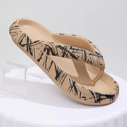 Summer Women Comfort Flip-Flop Leopard Soft Thick-Soled
