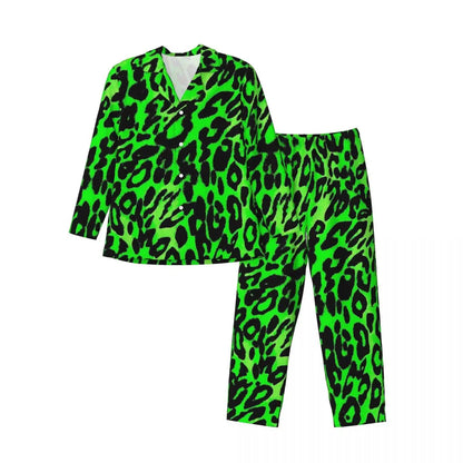 Green Leopard Texture Sleepwear Autumn Animal Print