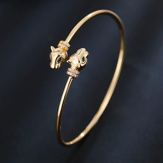 Classic Zirconia Leopard Pattern Head Bracelet for Women's