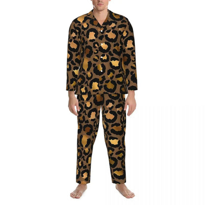 Leopard Print Sleepwear Autumn Yellow Pink and Black Casual