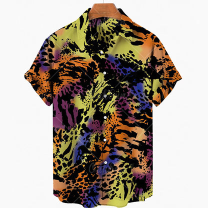 Short Sleeve Leopard Men's Shirts For Man Clothing