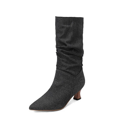 Winter Mid-calf Boots Woman Slip On Pointed