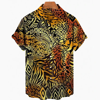Short Sleeve Leopard Men's Shirts For Man Clothing