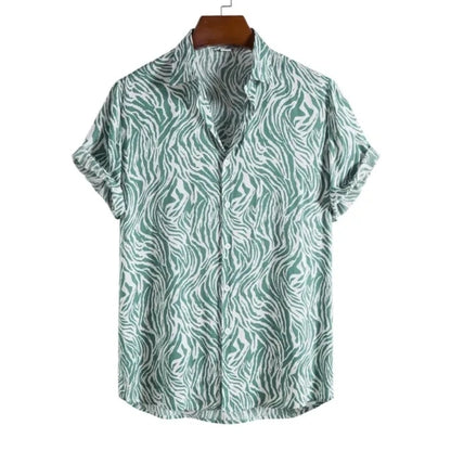Leopard Hawaiian Sexy Floral Male Camisa Slim Fit Short