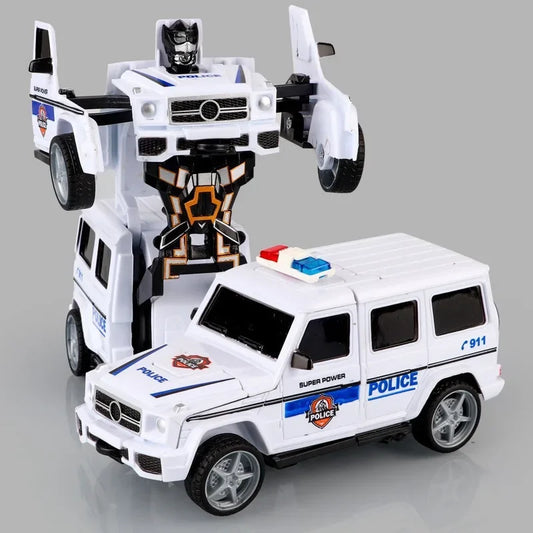 Shape-shifting toy car inertial impact one-button shape