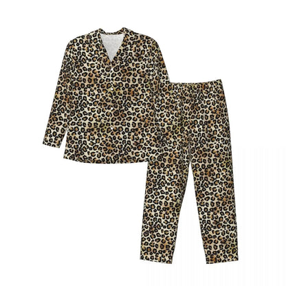 Pajamas Man Brown Leopard Print Sleep Sleepwear