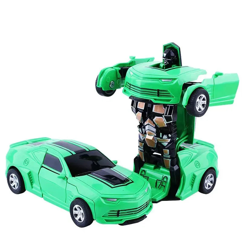 Shape-shifting toy car inertial impact one-button shape