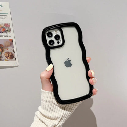 Candy Wavy Lines Bumper Case For iPhone 16 15 11 12 13 14 Pro Max Plus X XR XS Max Shockproof Transparent Hard Back Cover Funda