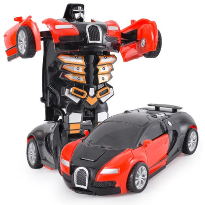 Shape-shifting toy car inertial impact one-button shape